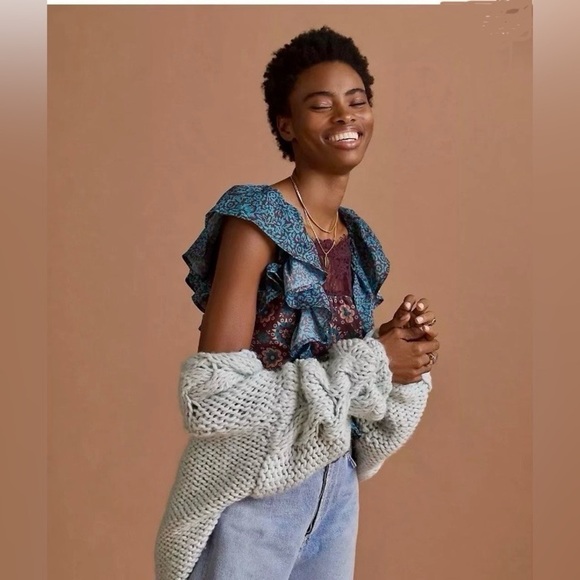 PORRIDGE BY ANTHROPOLOGIE GATHERED LACE BLOUSE - Picture 6 of 6